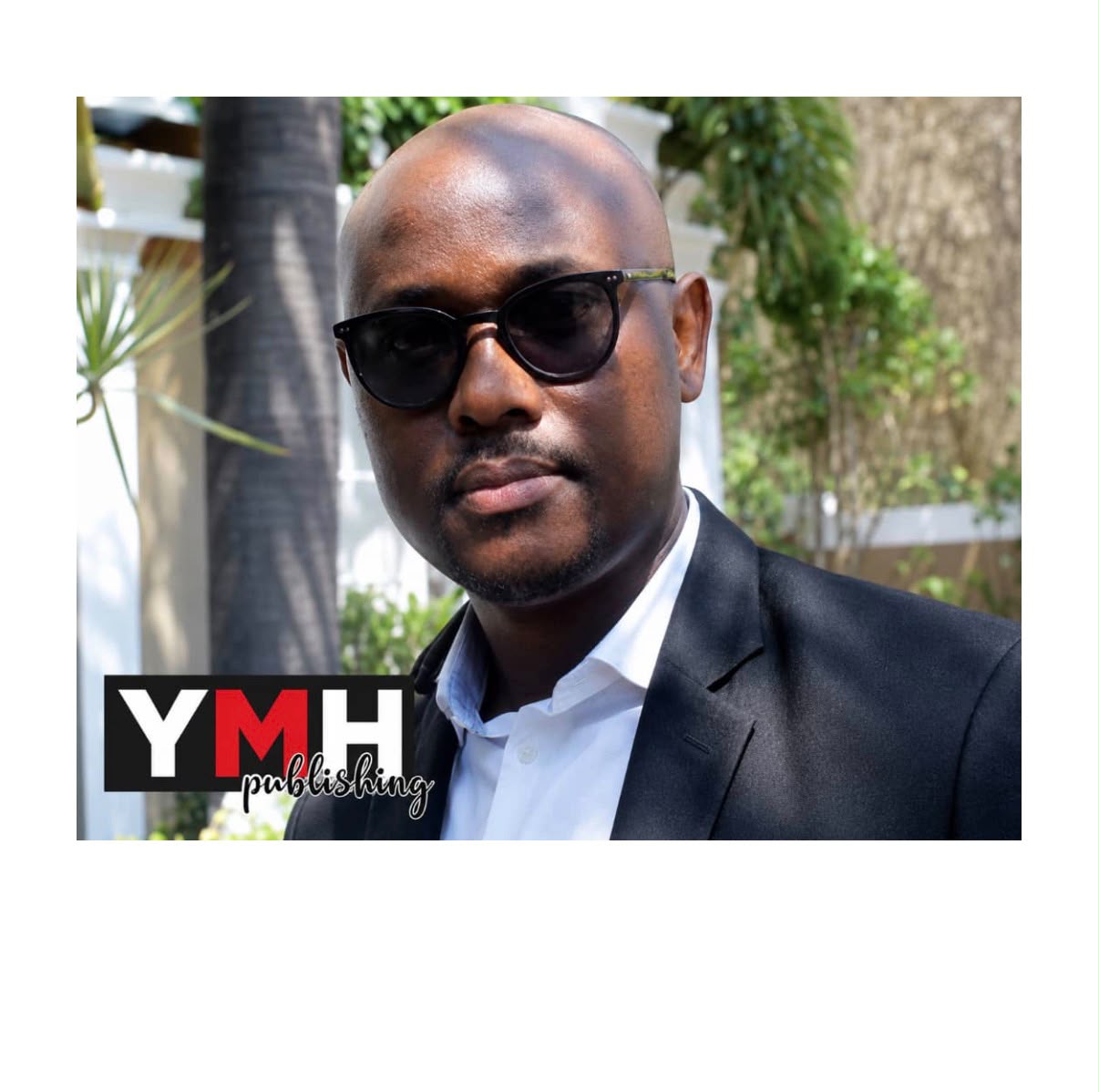 Published portrait of Mothusi Molokomme in sunglasses with YMH Publishing branding visible.
